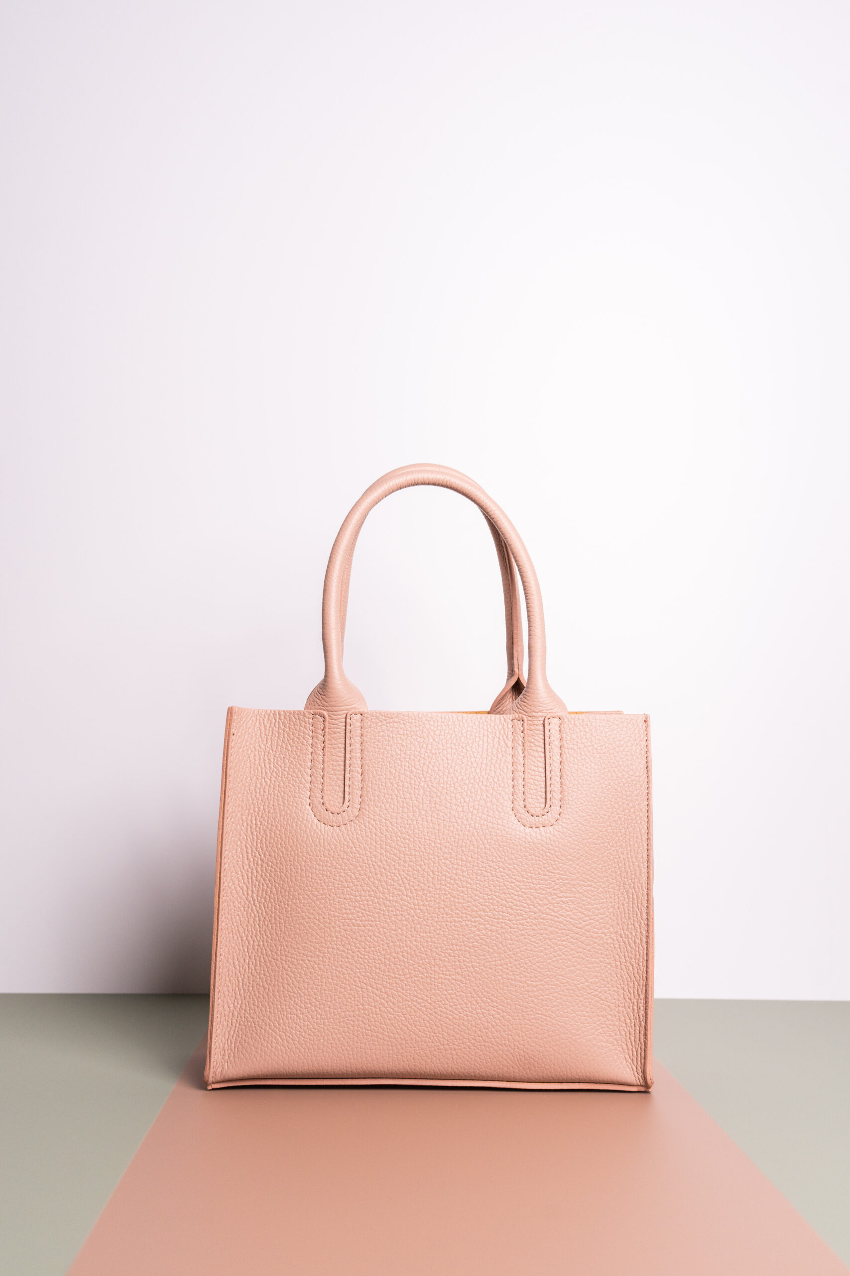 borsa vera pelle cipria