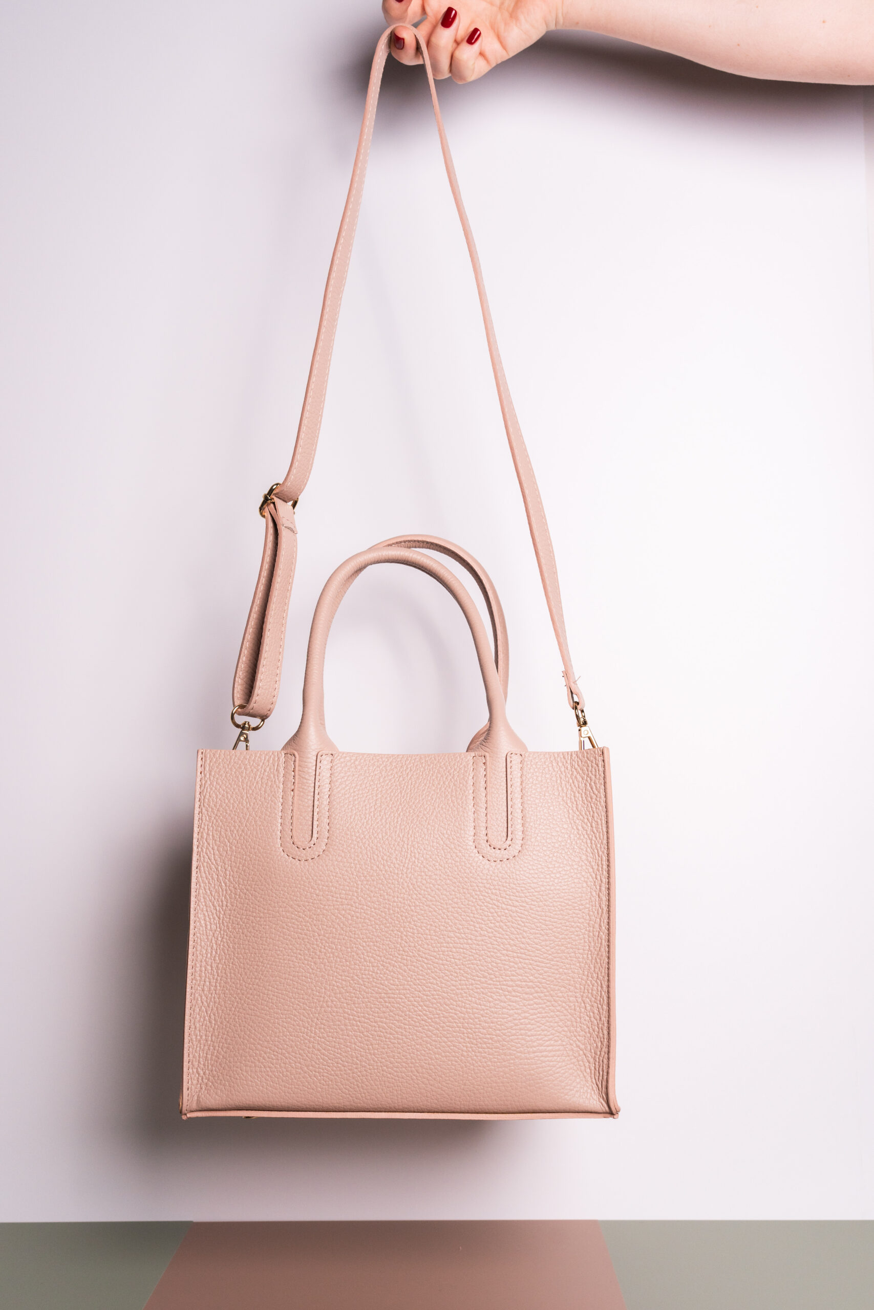 borsa vera pelle cipria Made in Italy