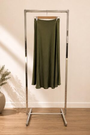 gonna verde oliva satin