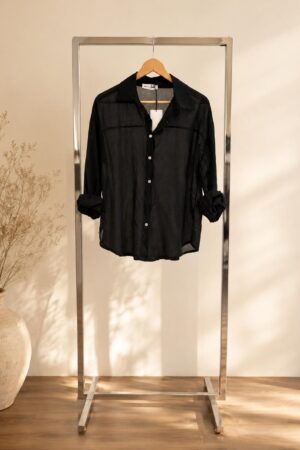camicia nera di cotone