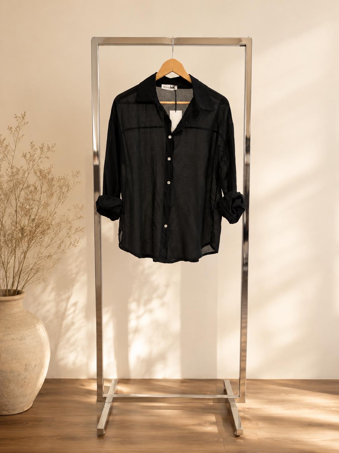 camicia nera di cotone